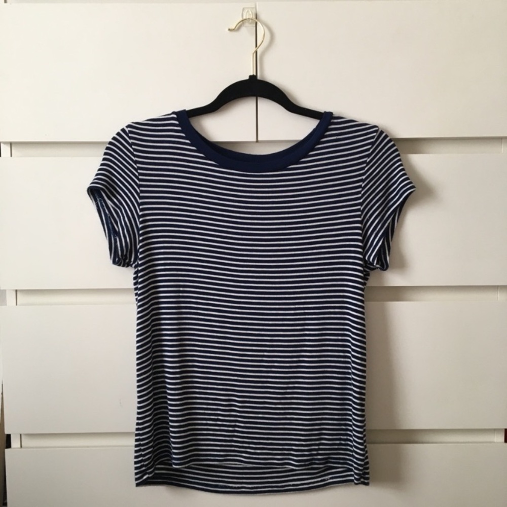 American Eagle Navy Striped Women's Top soft and sexy